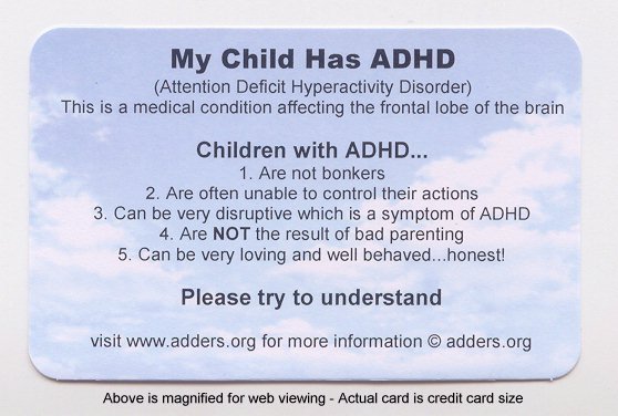 ADD/ADHD Handout Cards